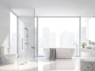 Barrierefreie Dusche als Lösung für die Ecke im großen hellen Bad