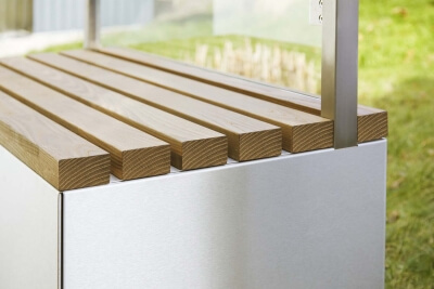 Holz Sitzfläche Bank mit Sichtschutz aus Vollholz