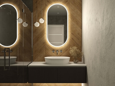 Ovaler LED-Spiegel im Badezimmer