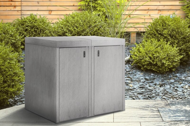 2er-Mülltonnenbox in Edelstahl