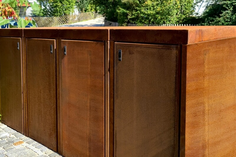 Mülltonnenboxen aus Cortenstahl