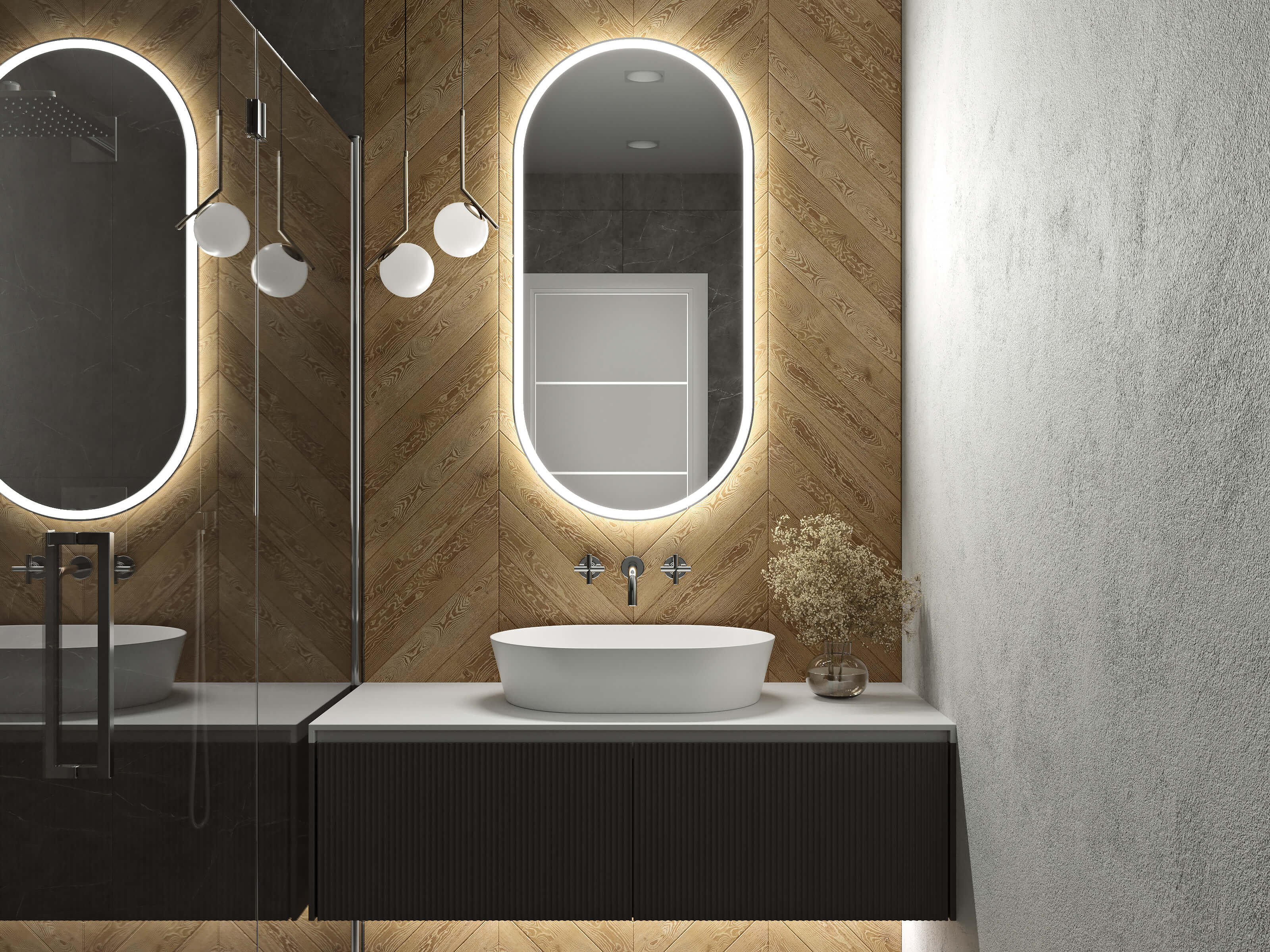 LED-Badspiegel mit kaltweißer Beleuchtung in 60 x 120 cm
