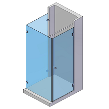 U Form Dusche mit zwei Festteilen und einer Tür
